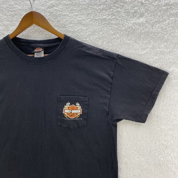 Harley-Davidson T-Shirt Size XL Black Motor Cycle Race Hard Motorsports Pocket - Picture 4 of 11